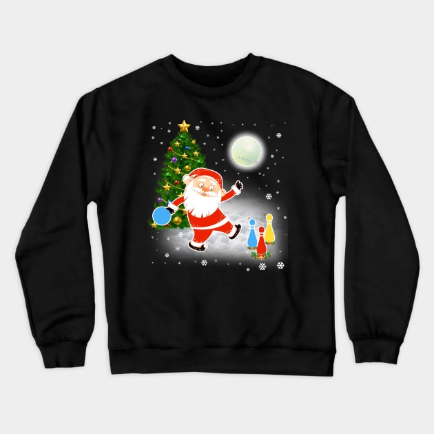 Santa Claus Bowling Christmas Funny Gift Crewneck Sweatshirt by Sinclairmccallsavd